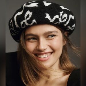 Anthropologie Maeve Icon Beret Bow Print